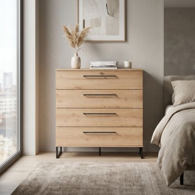 DODO - cassettiera moderna 4 cassetti colore rovere