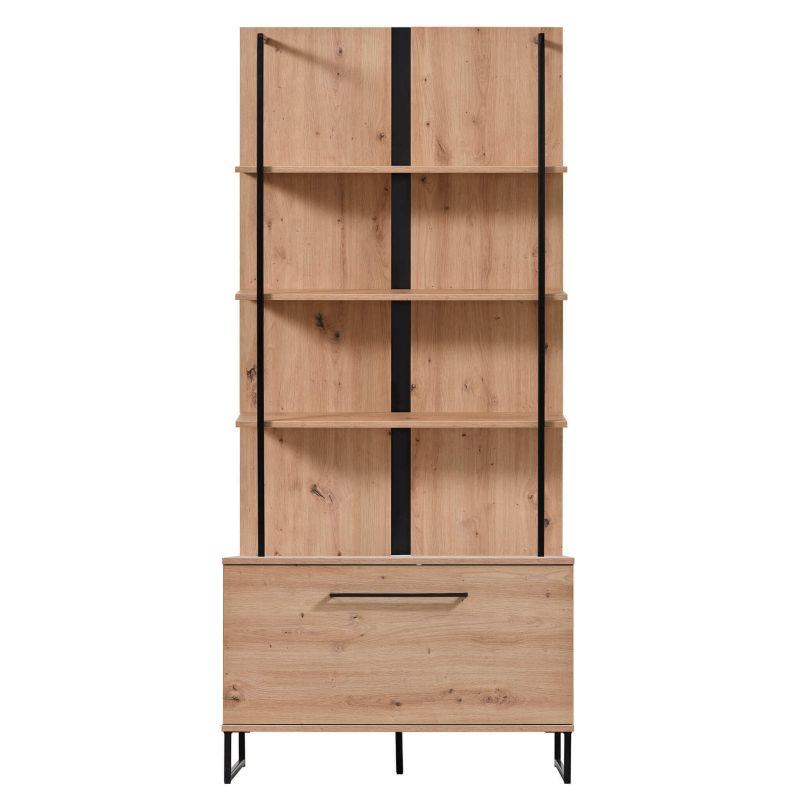 DODO - libreria moderna colore rovere con 4 mensole e un'anta