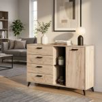 FRANCIE - madia quattro cassetti un anta moderna minimal in legno