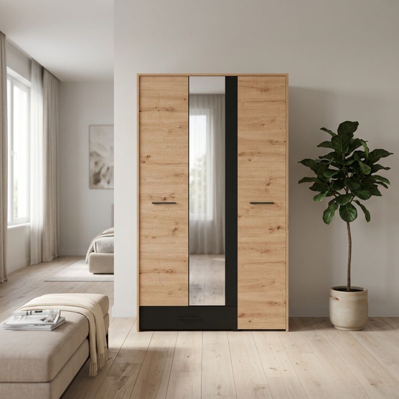 CADDIE - armadio tre ante moderno minimal in legno