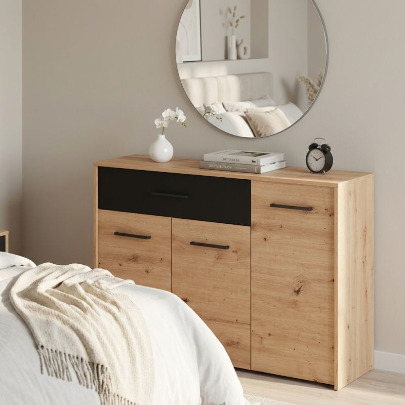 CADDIE - comò tre ante un cassetto moderno minimal in legno