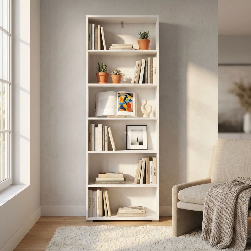 MADDIE - libreria sei ripiani moderno minimal in legno