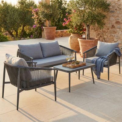 KISHORI - salotto da giardino in alluminio e corda 4 posti
