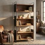 PEZ - libreria con 6 ripiani in legno di pino riciclato e ferro