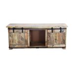 BEILY - porta tv legno di mango con 2 ante scorrevoli