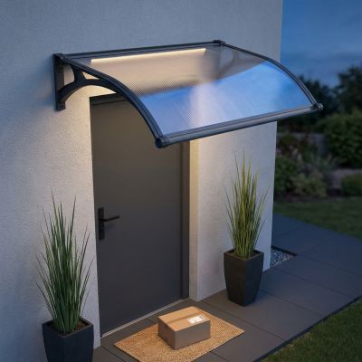 LEDDY - pensilina porta ingresso in policarbonato alveolare fotovoltaica con led