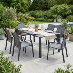 ARIZONA - set tavolo in alluminio cm 52/104/156/208/260 x 85 x 74 h con 6 poltrone Lotus