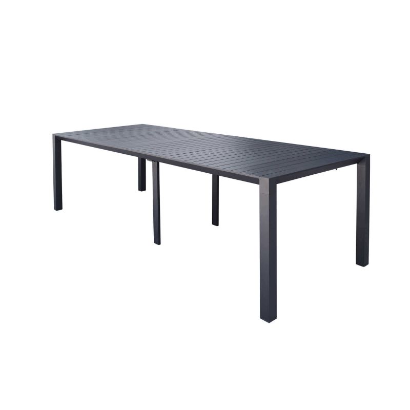 ARIZONA - set tavolo in alluminio cm 85 x 51,50/104/156/208/260 x 74 h con 10 poltrone Lotus