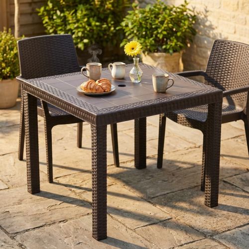 CALIGOLA - tavolo da giardino in wicker quadrato