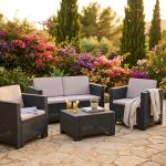 COLORADO - salotto da giardino completo di cuscini intreccio in rattan sintetico