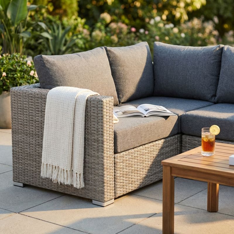 CAMBRIA - poltrona angolare per salotto modulare da esterno in alluminio e wicker