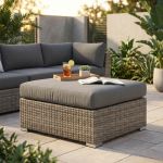 CAMBRIA - poggiapiedi per salotto modulare da esterno in alluminio e wicker