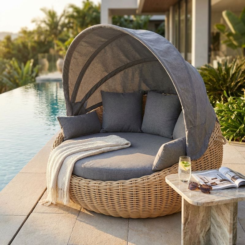 PARADISE - conchiglione da esterno in alluminio e wicker