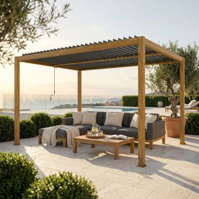 COMET - pergola bioclimatica 3 x 4 effetto legno