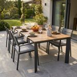 FALL - tavolo da giardino in alluminio allungabile 215/280x100 effetto legno