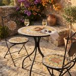 NISA - set due sedie pieghevoli e tavolo rotondo con decori