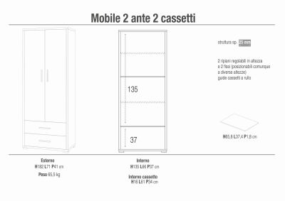 GARE - armadio moderno con due ante e due cassetti