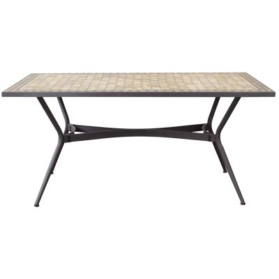 BRAIS - tavolo con piano rettangolare e mosaico beige e antracite