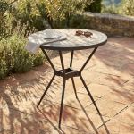 BRAIS - tavolo con piano rotondo e mosaico beige e antracite