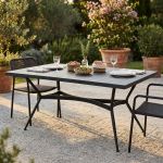 EVON - tavolo con piano rettangolare e mosaico antracite