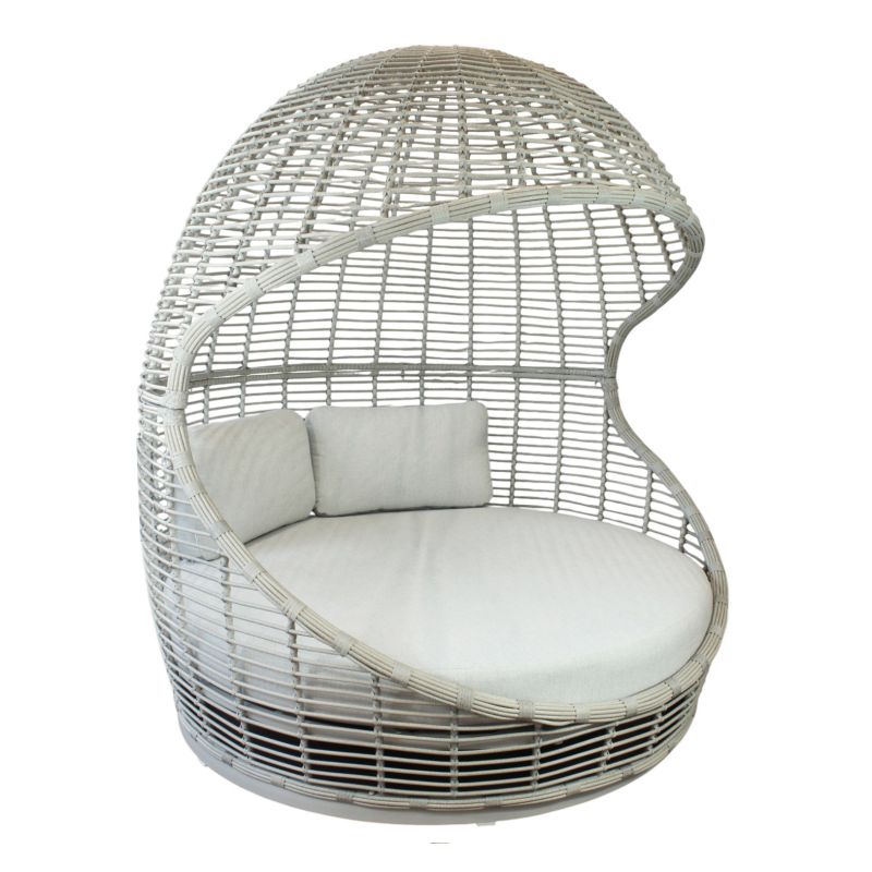 AITANA - conchiglione con struttura in alluminio wicker grigio chiaro