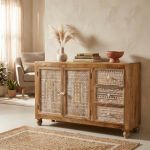 VIGGO - mobile in legno di mango con 2 ante e 3 cassetti