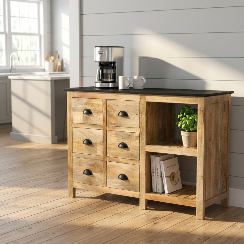 ORLANDO - mobile in legno di mango con 6 cassetti e 2 vani