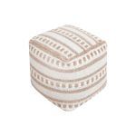 FRIDA - pouf in lana avorio con decoro 40 x 40