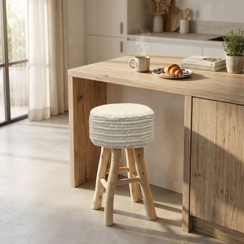 XENIA - sgabello in legno e lana 40 x 70