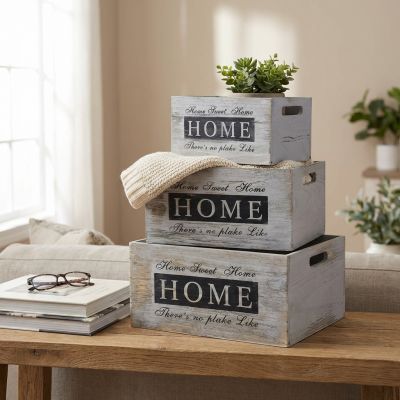 BRIANNA - set di 3 cassette in legno 