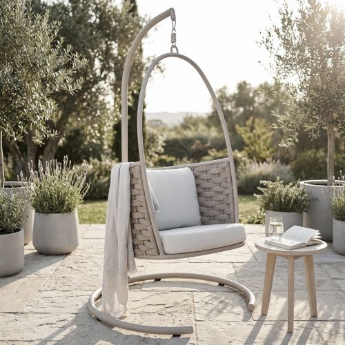 MATISSE - dondolo con struttura in allumino beige con corda beige