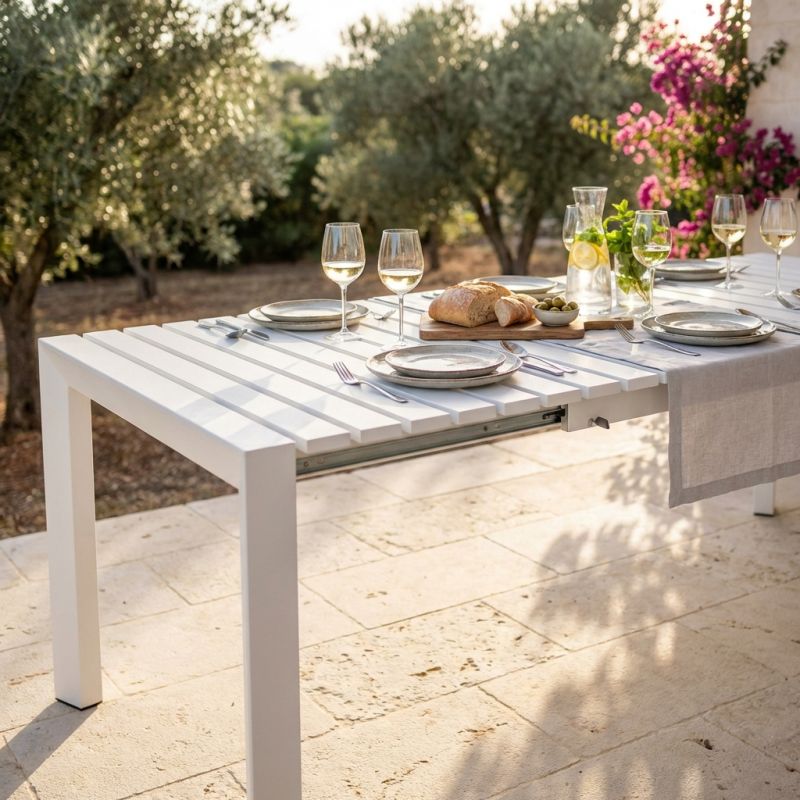 BRUNO - tavolo con struttura in alluminio verniciato bianco o antracite