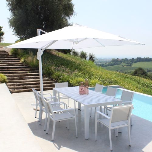 BRUNO - tavolo con struttura in alluminio verniciato bianco o antracite