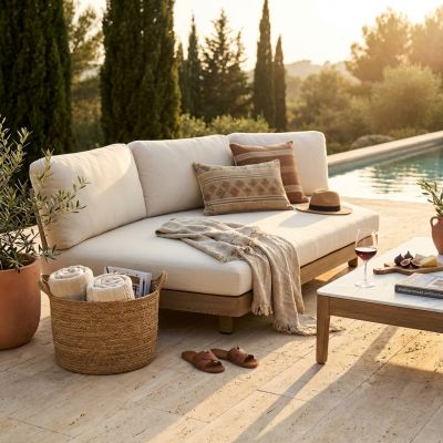 GAMORA - divano sx con struttura in alluminio effetto legno