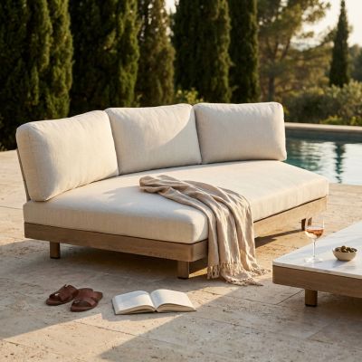 GAMORA - divano sx con struttura in alluminio effetto legno