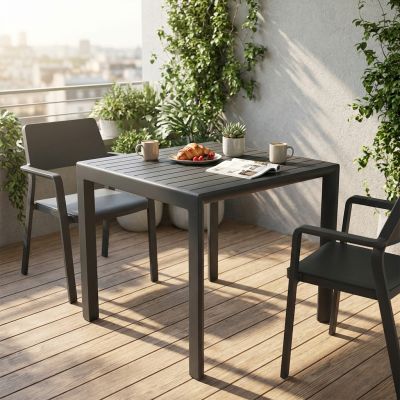 ALBEN - tavolo con struttura in alluminio 80 x 80