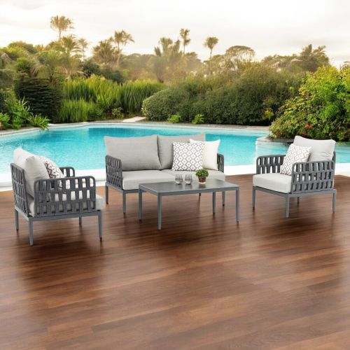 CASCADA - salotto outdoor con struttura in alluminio grigio chiaro, antracite o naturale