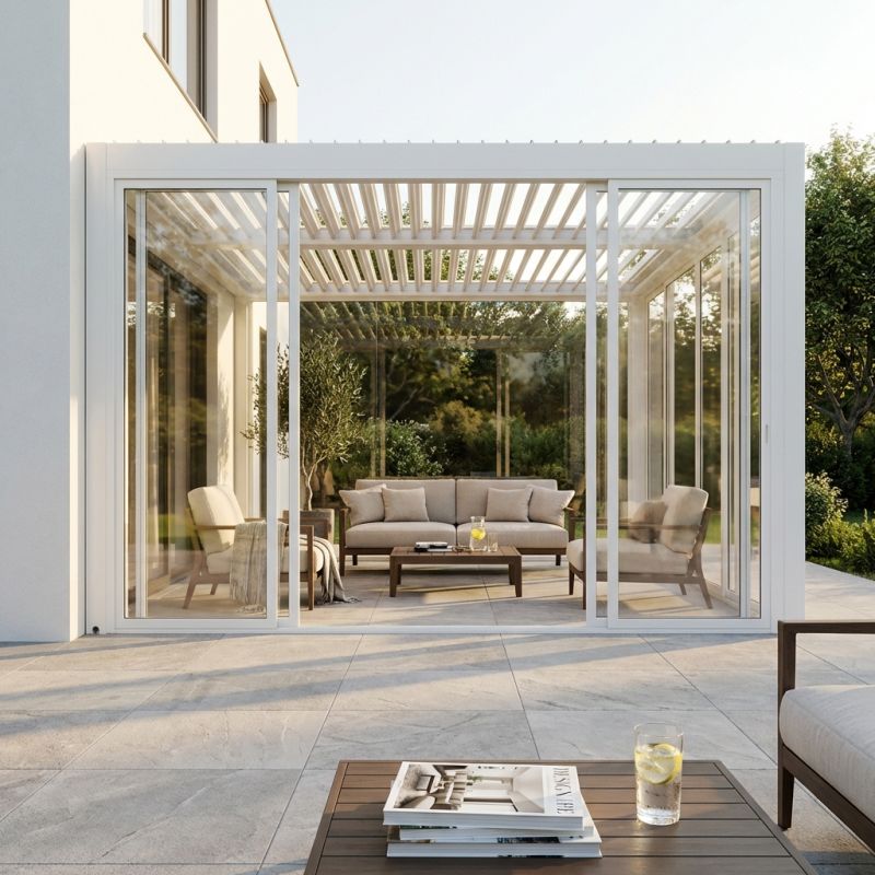 Laterale scorrevole con vetro per pergola bioclimatica 4 m