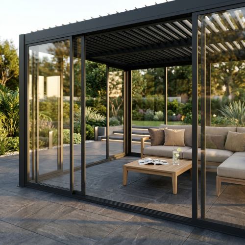 Laterale scorrevole con vetro per pergola bioclimatica 4 m