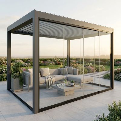 TISAMON - laterale in vetro per pergola bioblimatica 4 m