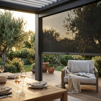 - laterale zanzariera in textilene apertura manuale per pergola 3 m