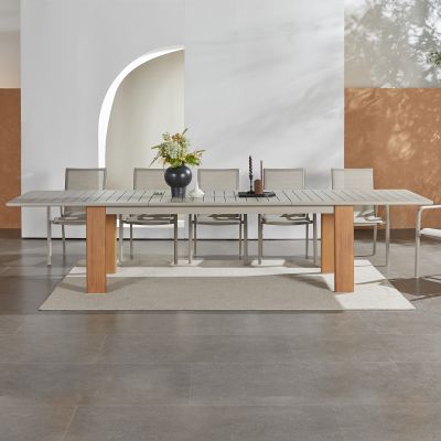 LULLABY - tavolo allungabile con gambe alluminio effetto legno