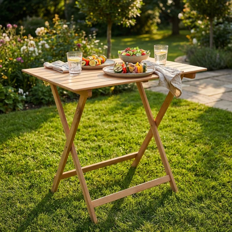 PIC-NIC - tavolo da giardino pieghevole salvaspazio in legno 60 x 100 cm