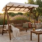 ADAMAS - dondolo da giardino in legno massiccio di acacia 3 posti