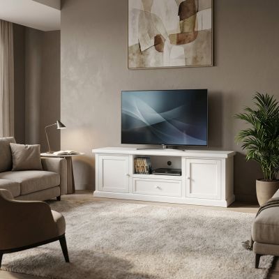 CLAYTON - mobile porta tv in legno massello cm 45 x 160 x 56 h