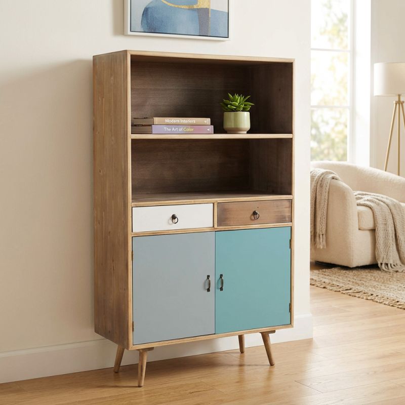 ADELINE - mobiletto 2 ripiani 2 ante e 2 cassetti in mdf multicolor