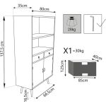 ADELINE - mobiletto 2 ripiani 2 ante e 2 cassetti in mdf multicolor