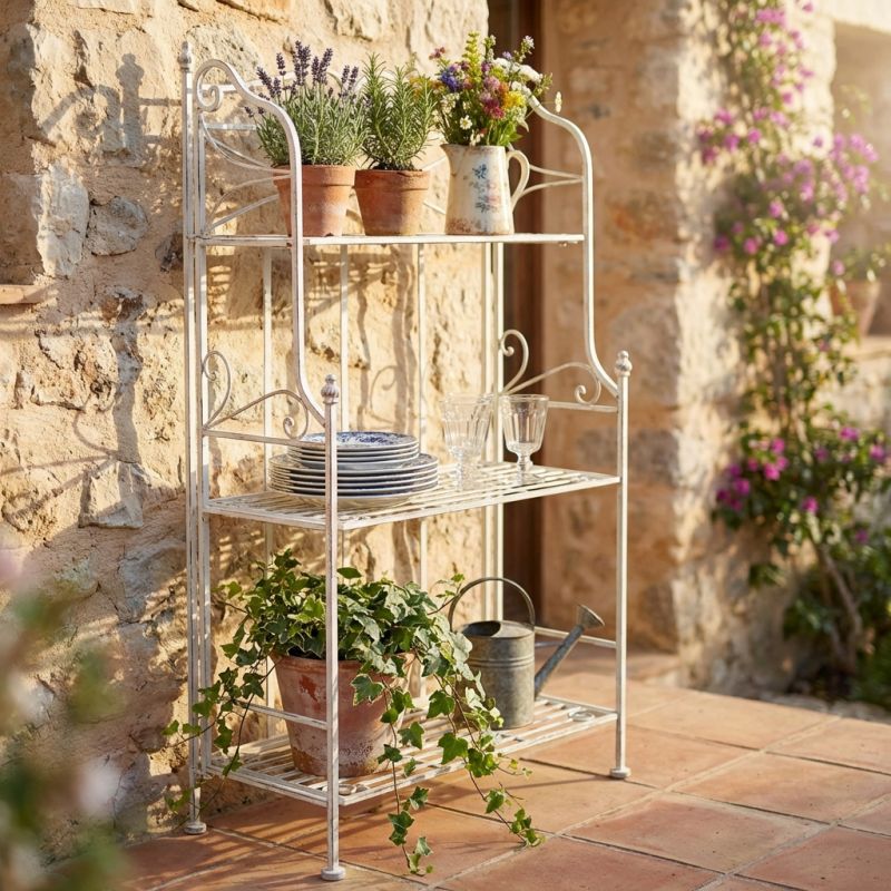 DORIANE - scaffale 3 piani stile provenzale in ferro verniciato