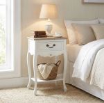 FABIEN - mobiletto 1 cassetto in legno di paulownia shabby chic