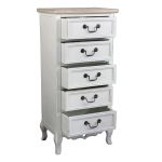 CARINE - cassettiera 5 cassetti in legno di paulownia shabby chic
